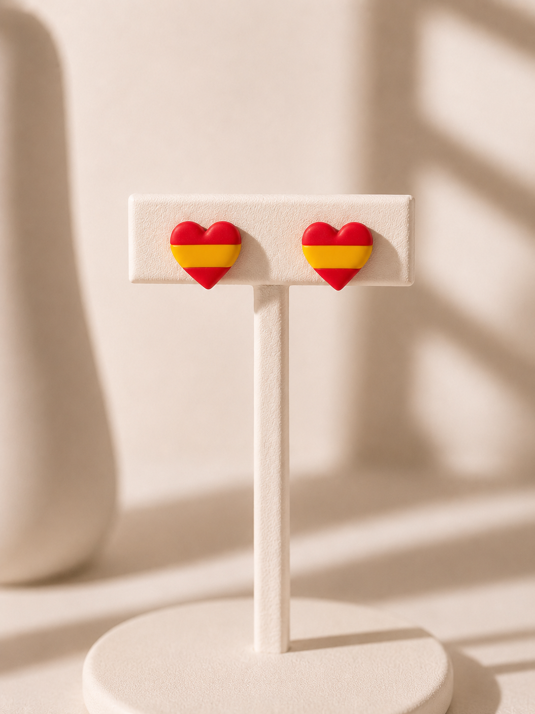 Pendientes corazón bandera de España hechos a mano | Arcilla polimérica
