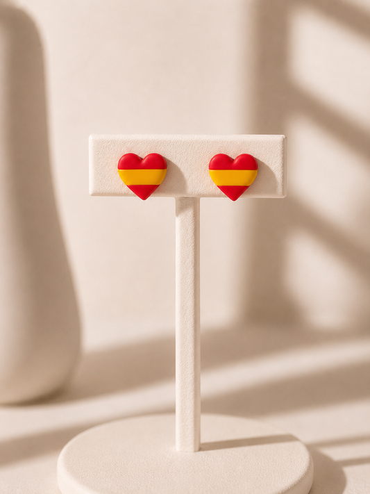 Pendientes corazón bandera de España hechos a mano | Arcilla polimérica