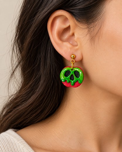 Pendientes Manzana Envenenada inspirados en Blancanieves | Arcilla polimérica