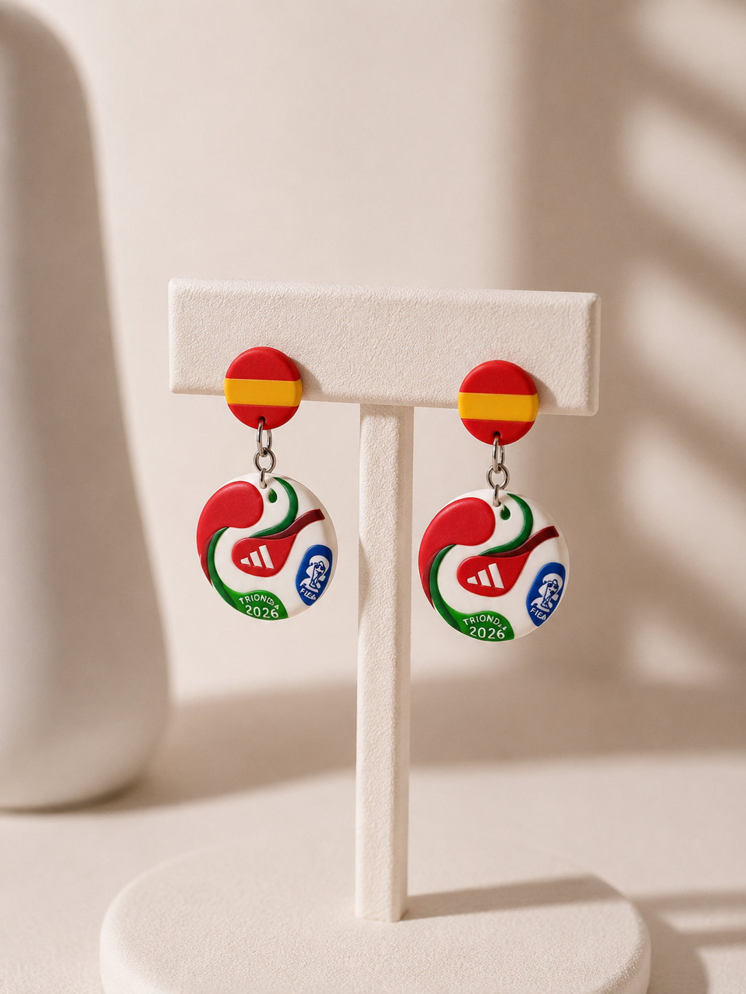 Pendientes MUNDIAL (Bandera + balón PLANO)