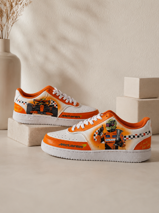 Zapatillas personalizadas Lando Norris inspiradas en McLaren | Pintadas a mano
