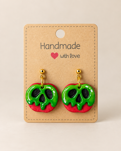 Pendientes Manzana Envenenada inspirados en Blancanieves | Arcilla polimérica