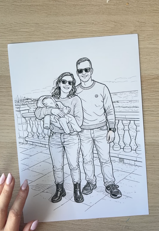 Ilustración personalizada coloreada a mano