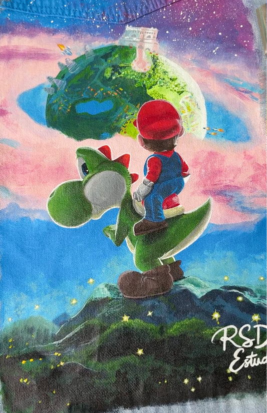 Chaqueta vaquera de Mario y Yoshi 🍄 pintada a mano