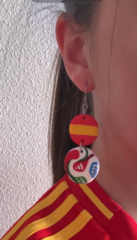 Pendientes MUNDIAL (Bandera + balón PLANO)