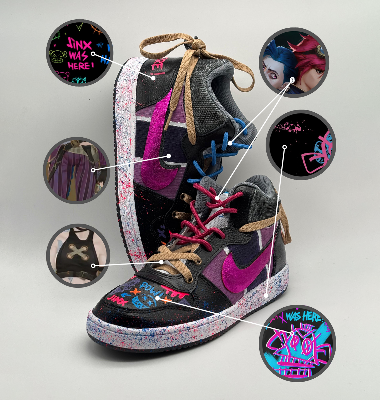 Zapatillas JINX pintadas a mano League of Legends 💥🎮