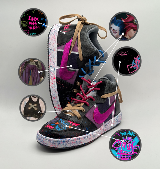 Zapatillas JINX pintadas a mano League of Legends 💥🎮
