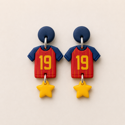 Pendientes España Mundial 2026 | Camiseta Selección Española | Hechos a Mano